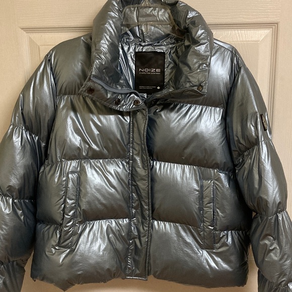 Noize Jackets & Blazers - Noize Women's Shiny Gray/SilverPuffer Jacket